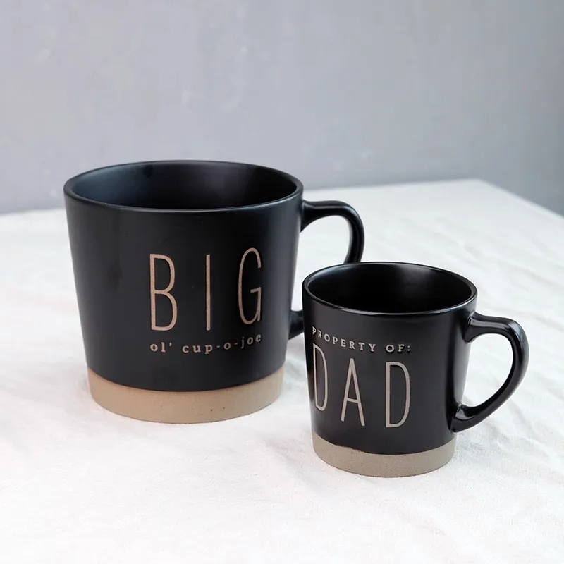 Ceramic Coarse Pottery Matte Black Giant Daddy Mug/Big Size Coffee and Milk Cup