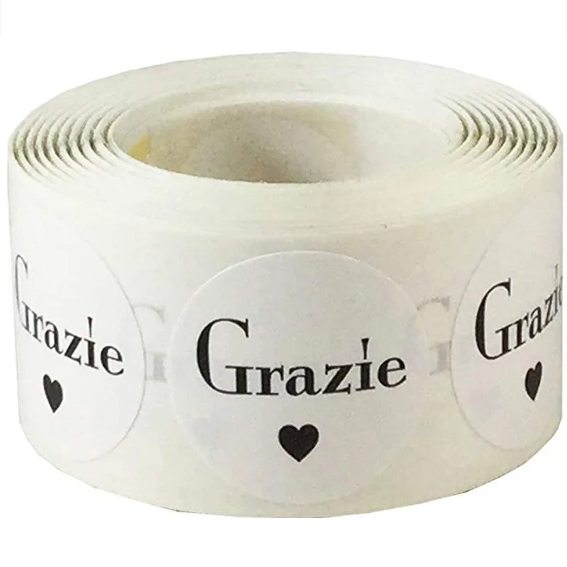 Grazie italiano Grazie adesivi per etichette Kraft naturali per etichette con sigillo e adesivi per pacchetti adesivo per cancelleria scrapbooking