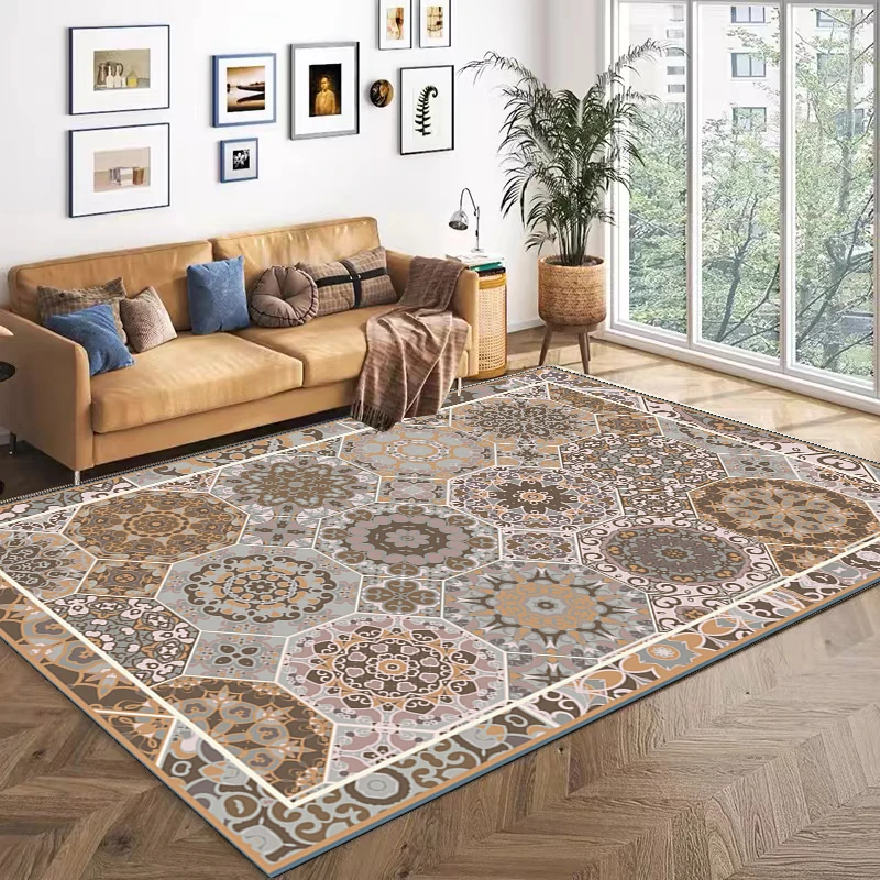 

VIKAMA Bohemian Feng Shui Wash Bottom Imitation Cashmere Carpet Large Area Living Room Carpet Bedroom Kitchen Floor Mat Foldable