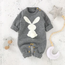 Baby Rompers Long Sleeve Spring Rabbit Knitted Newborn Infant Boys Girls Jumpsuits Outfits 0-18m Toddler Netural Playsuits 0-18m