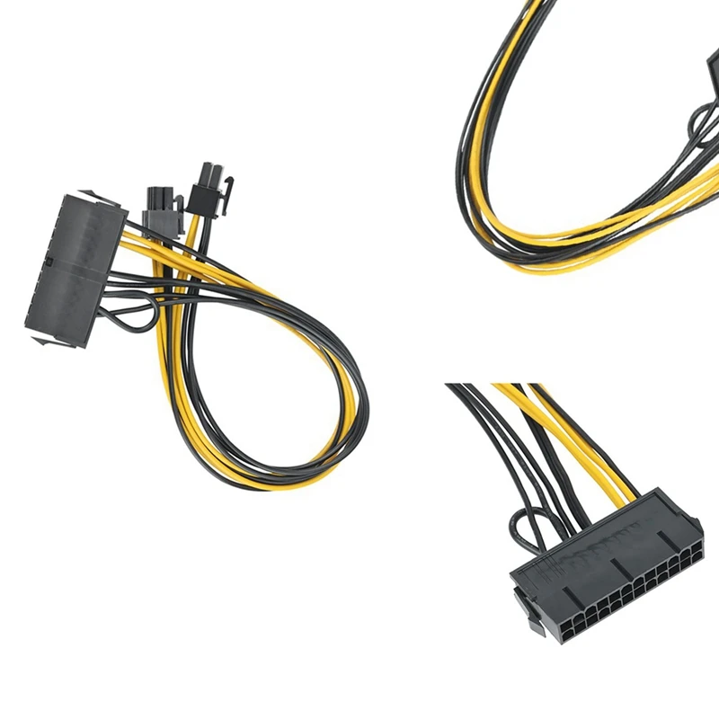 Adaptador convertidor PSU ATX de 24 pines hembra a PCI-E Dual de 6 pines macho, Cable de alimentación GPU, 18awg, 30Cm, arrancador de puente