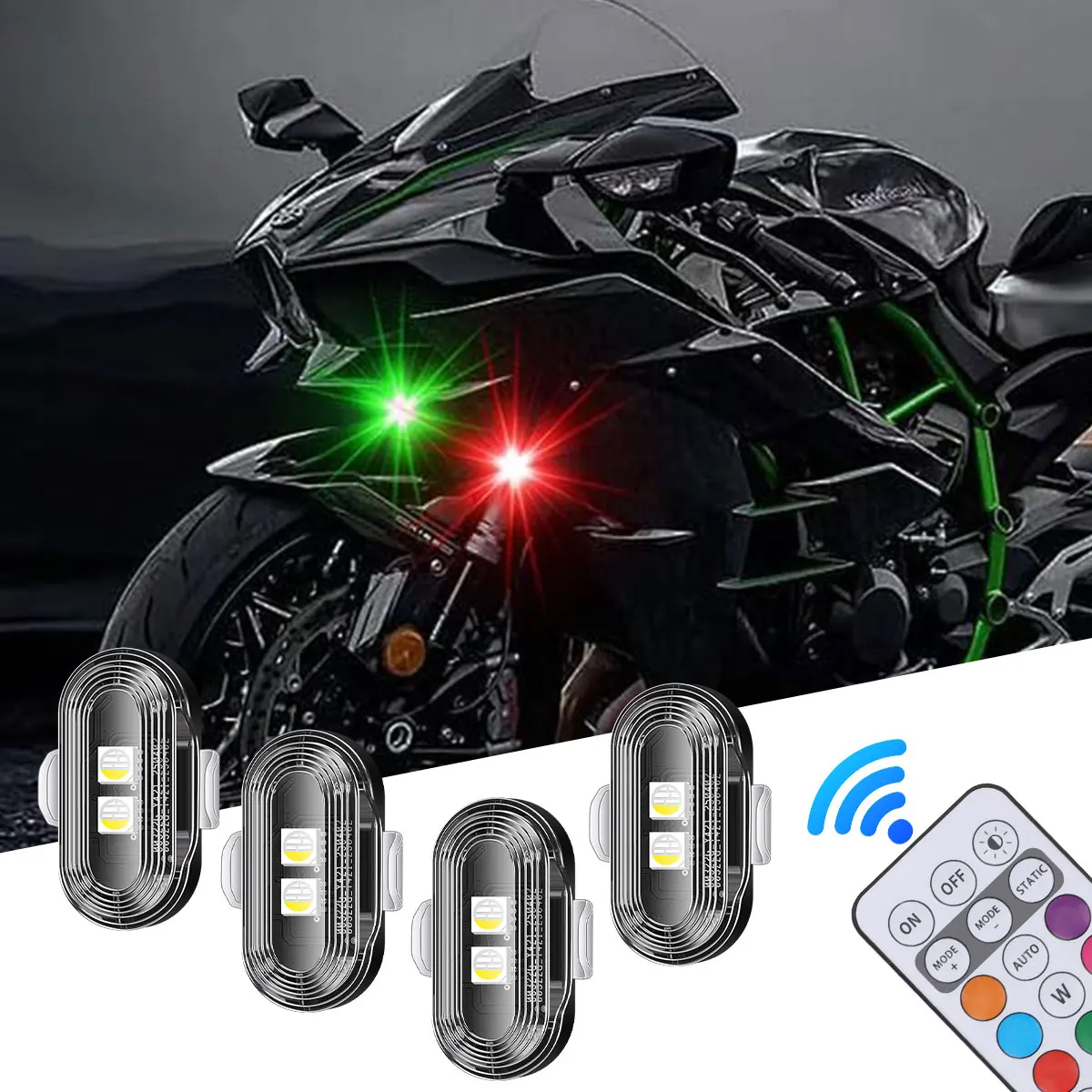 

Motorcycle Flash Led Car Strobe Light 8 Color Remote Anti-collision Warning Lamp Waterproof Wireless Remote Control For Car Bike