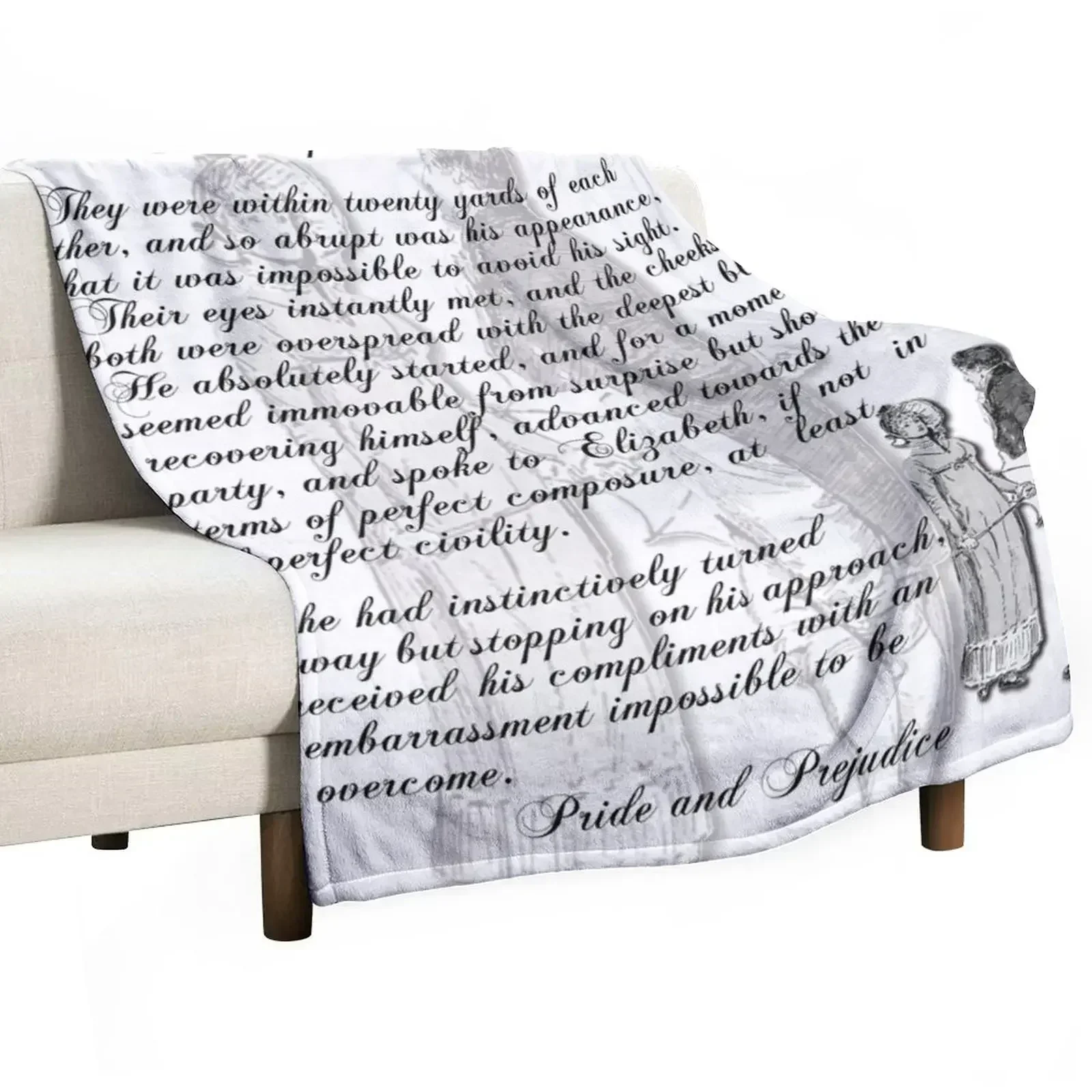 Pride and Prejudice Quote—Jane Austen themed Throw Blanket Giant Sofa valentine gift ideas Personalized Gift Blankets