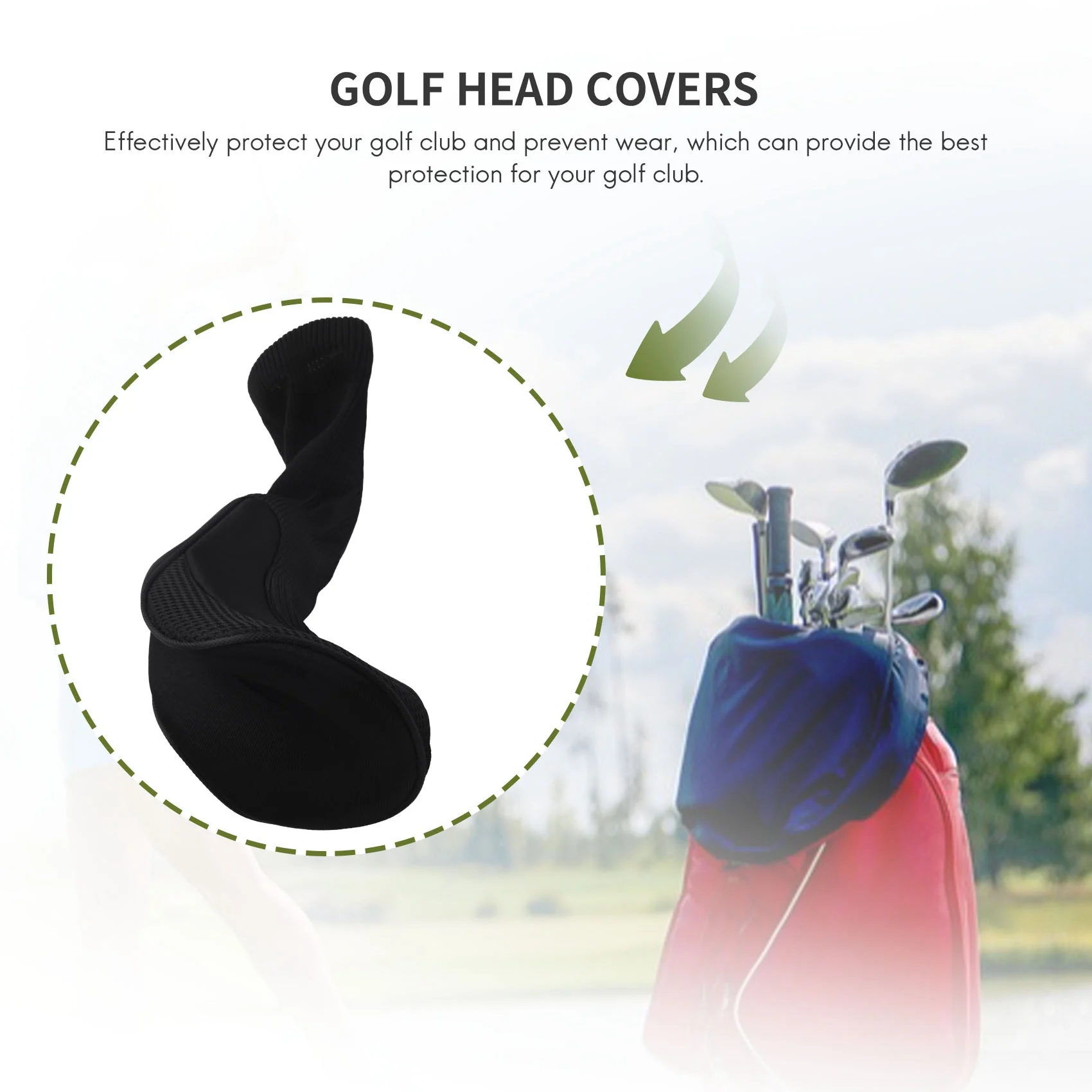 【STOCK】Black Golf Head Covers Driver 1 3 5 Fairway Woods Headcovers for Golf Club Fits All Fairway and Driver Clubs 3Pcs