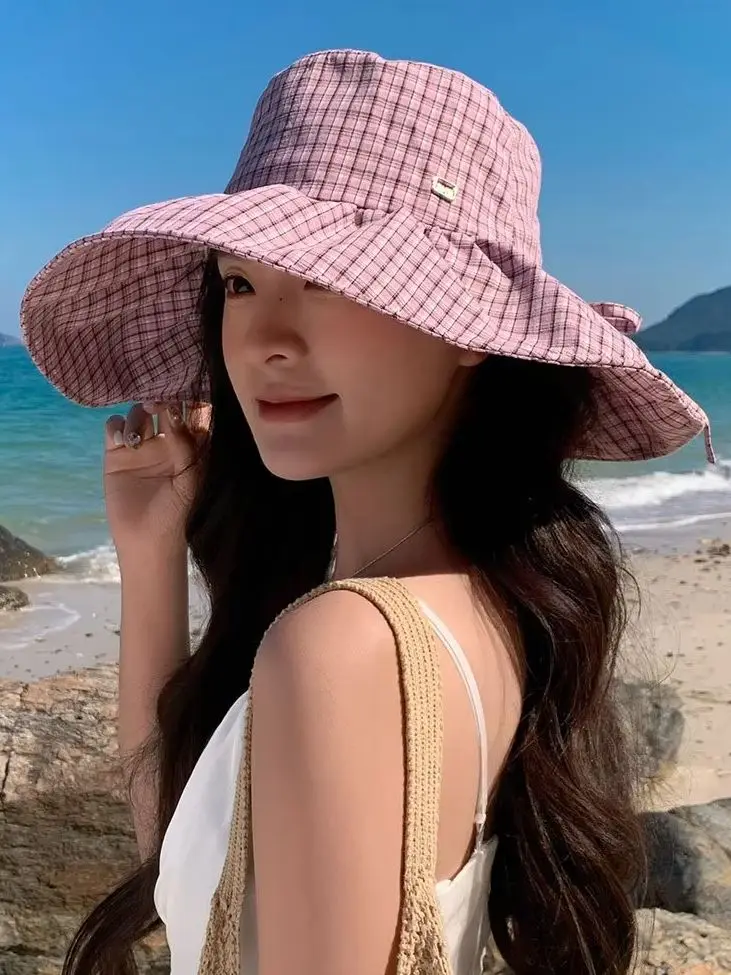 

Women's Wide-Brimmed Drawstring Shawl Hat: Summer UV Protection, Face-Covering Sun Hat, Outdoor Neck Protection, Shade Hat