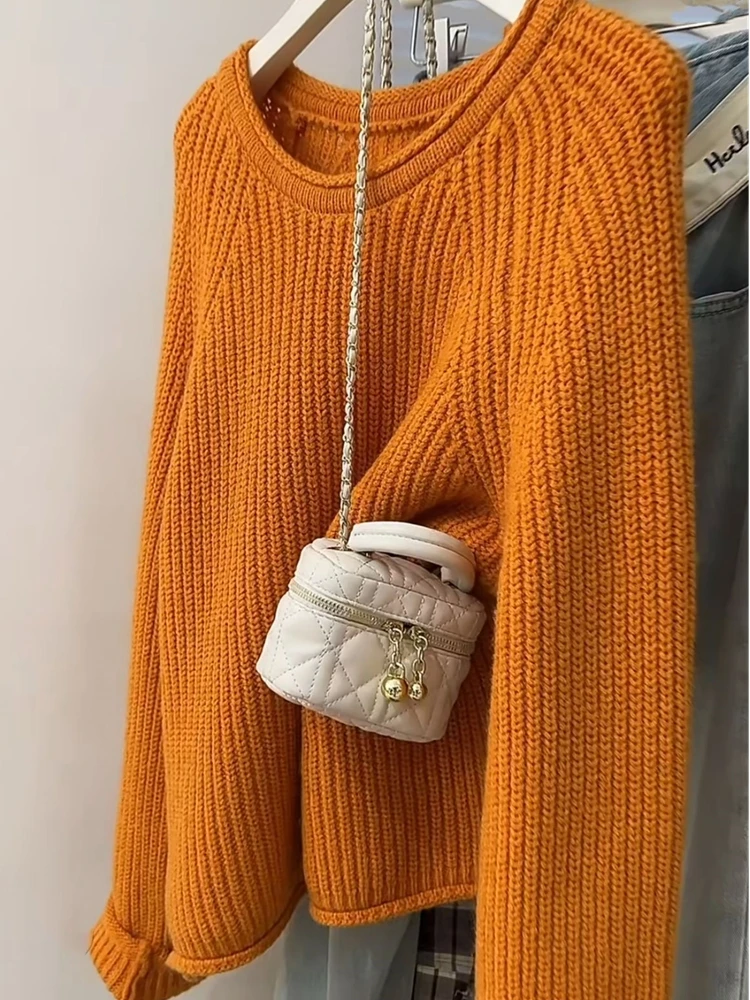 

Осень-зима Thiened Lazy Roll свитер женский или свободный вязаный топ Sweet Sle круглый Ne другой материал 00%