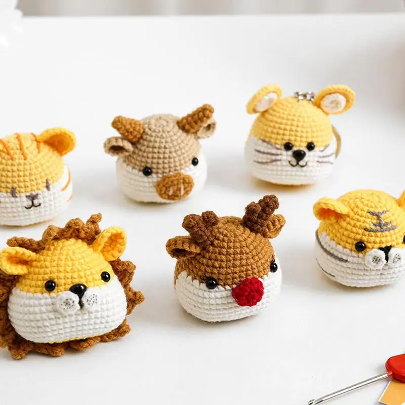 Kit d'animaux au Crochet pour débutants, porte-clés d'animaux au Crochet pour enfants, artisanat facile au Crochet, outils et accessoires pour Crochet