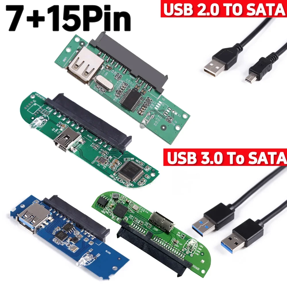 

2.5inch USB 2.0 To SATA Converters Adapters USB 3.0 to SATA Converter 7+15Pin Hard Drive Adapter 480M for SSD HDD