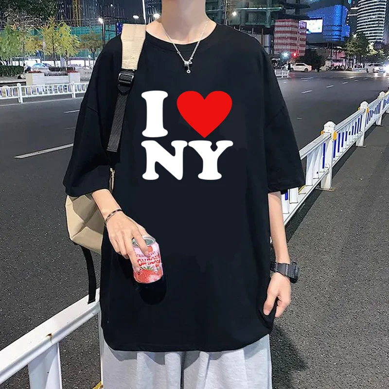 I Love New York T-Shirt Streetwear Y2k Aesthetic Graphic Korean Fashion Women/Men Tee Casual Round Neck T-Shirt Short Sleeves