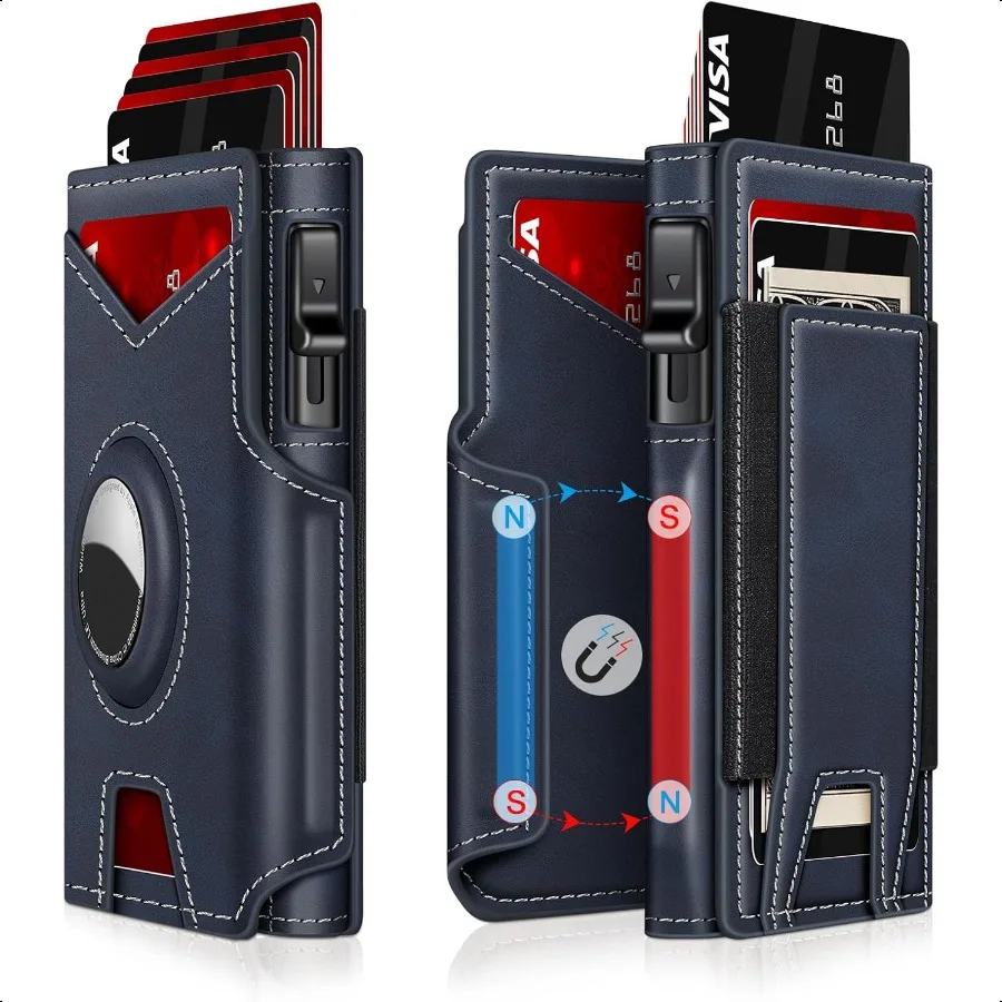 

Airtag Wallet for Men Minimalist Slim Mens Wallet Smart Pop Up Credit Card Holder for 913 Cards RFID Blocking Wallet with ID Wi
