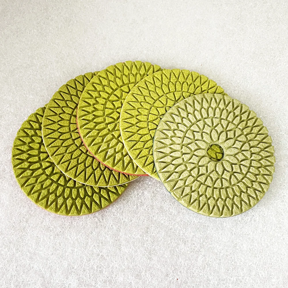 5Pcs 5-Steps Diamond Polishing Pad Flexible Wet Use Premium Diamond Polishing Tool For Grinding Marble Granite Concrete Floor