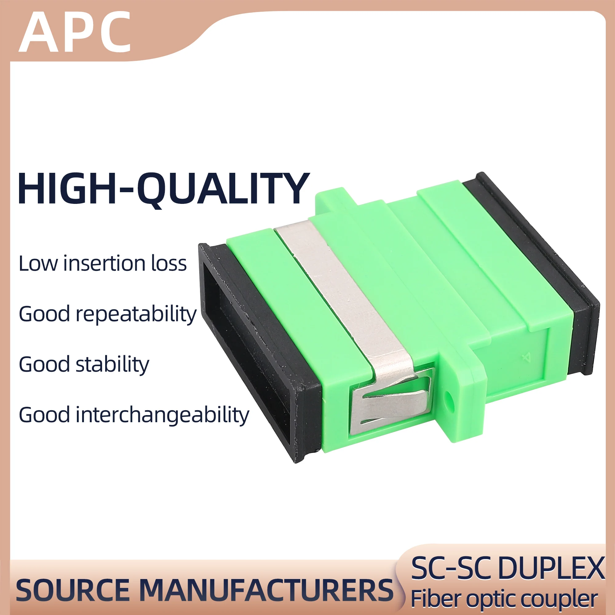 10/20/40/60/80/100Pcs SC-APC Duplexing Flange Fiber Optic Adapter  Optical Connector  (Creen)