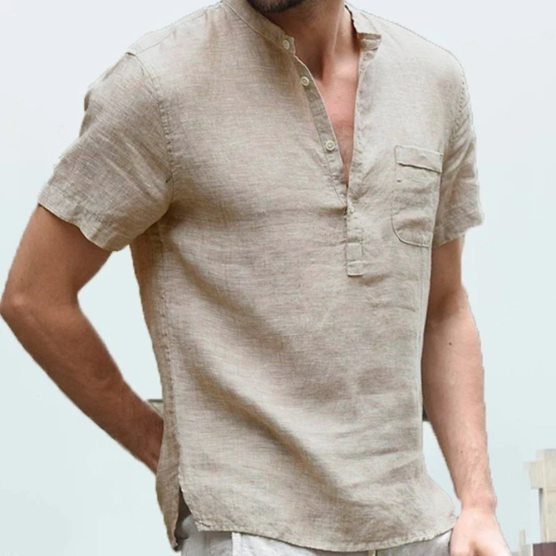 

Summer Cotton and Linen Shirt Best-selling Men's Clothing Anti-cotton and Linen Blouse Casual Linen Solid Color Shirt 2025