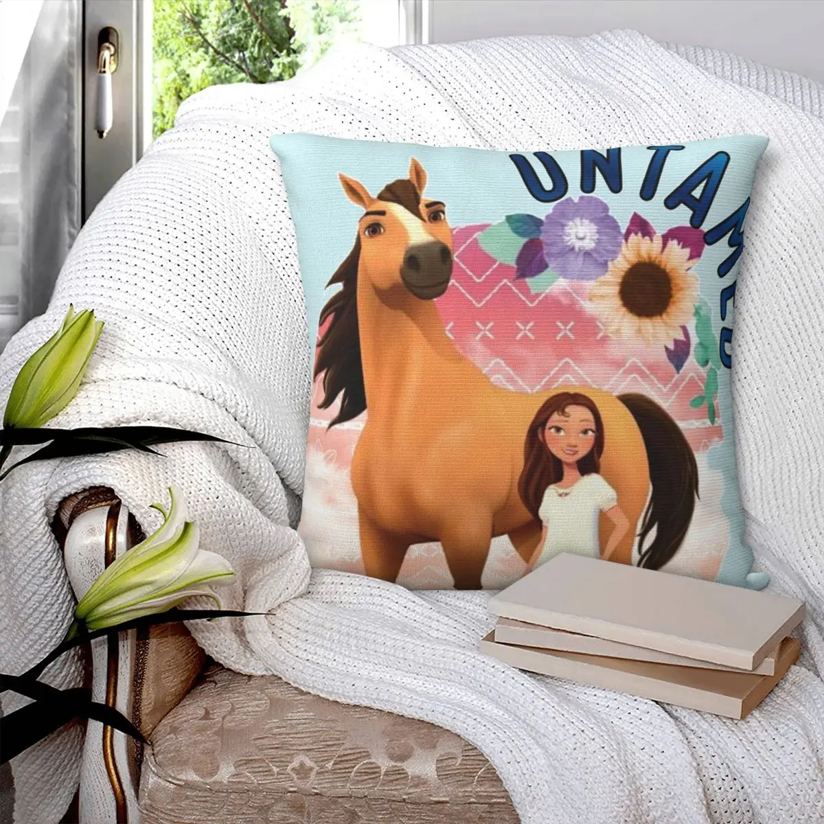 

Untamed Spirit Riding Free 1 Square Pillowcase Pillow Cover Cushion Zip Decorative Comfort Throw Pillow for Home Living Room