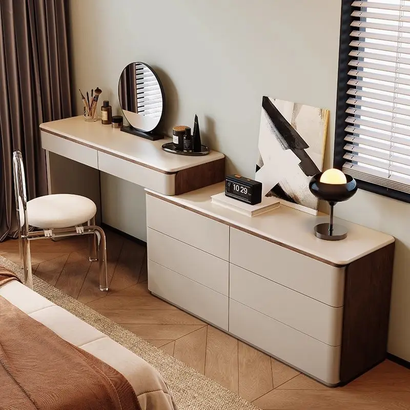 

Новый комод, комод, встроенная легкая роскошная спальня, прикроватная тумбочка, современный простой столик для макияжа, шкаф для хранения из цельного дерева.