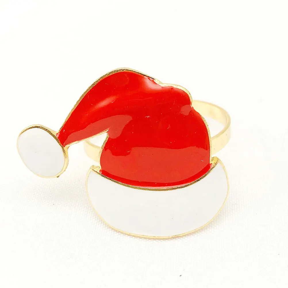 

4 Pcs Christmas Napkin Rings Hat Button Holders Red Holiday Napkins Buckle Santa