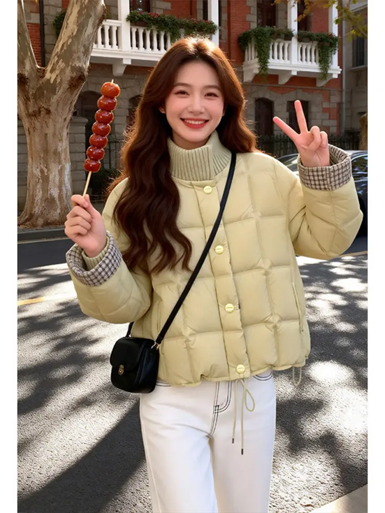 

Корейская утепленная короткая пуховая куртка из хлопка для женщин, зимнее пальто, хорошо сидящее, универсальный размер, модное, для повседневной носки