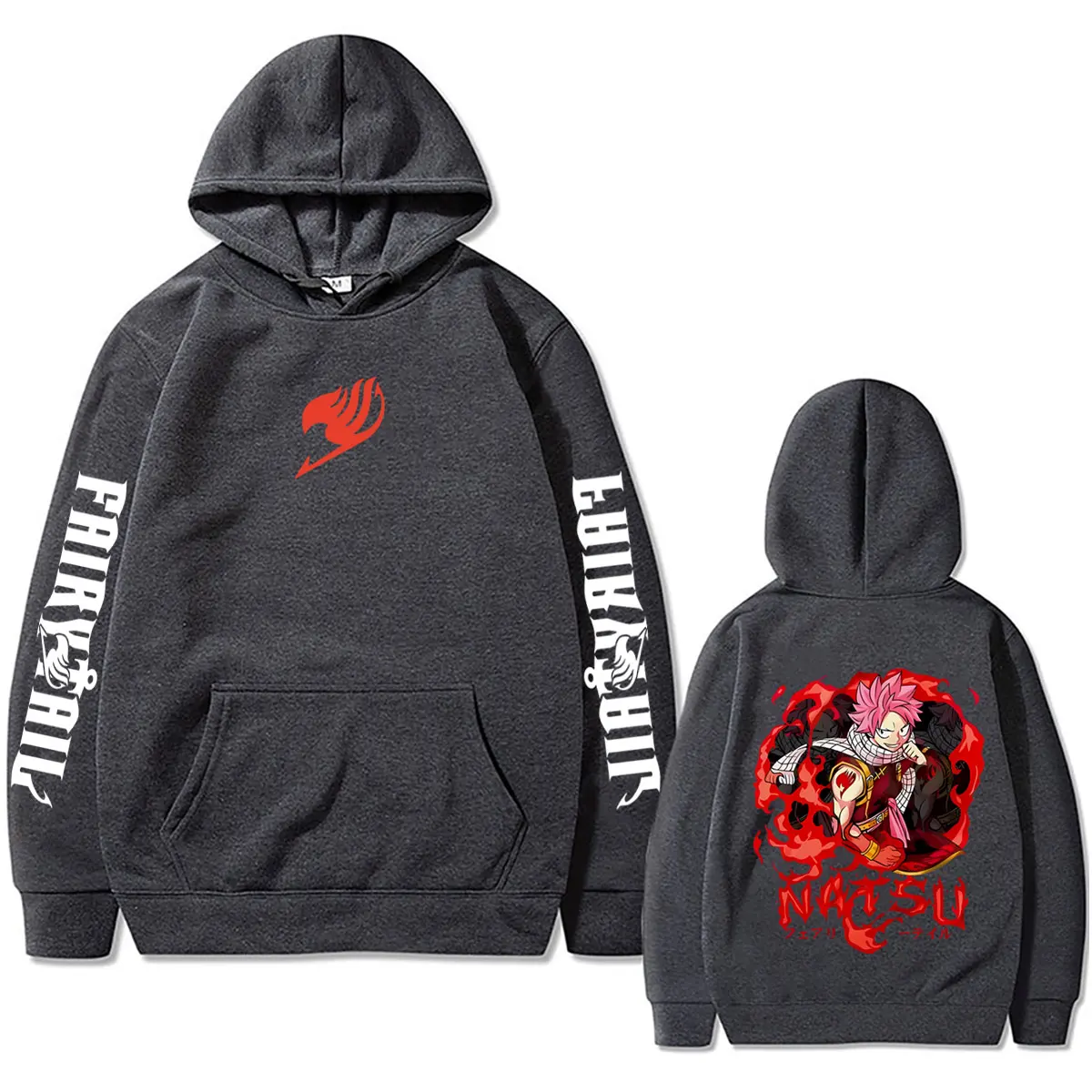 Anime Fairy Tail Grafik-Hoodie Cartoon Natsu Dragneel Kapuzenpullover Herren Damen Kleidung Manga Vintage Oversized Streetwear – Detail 3
