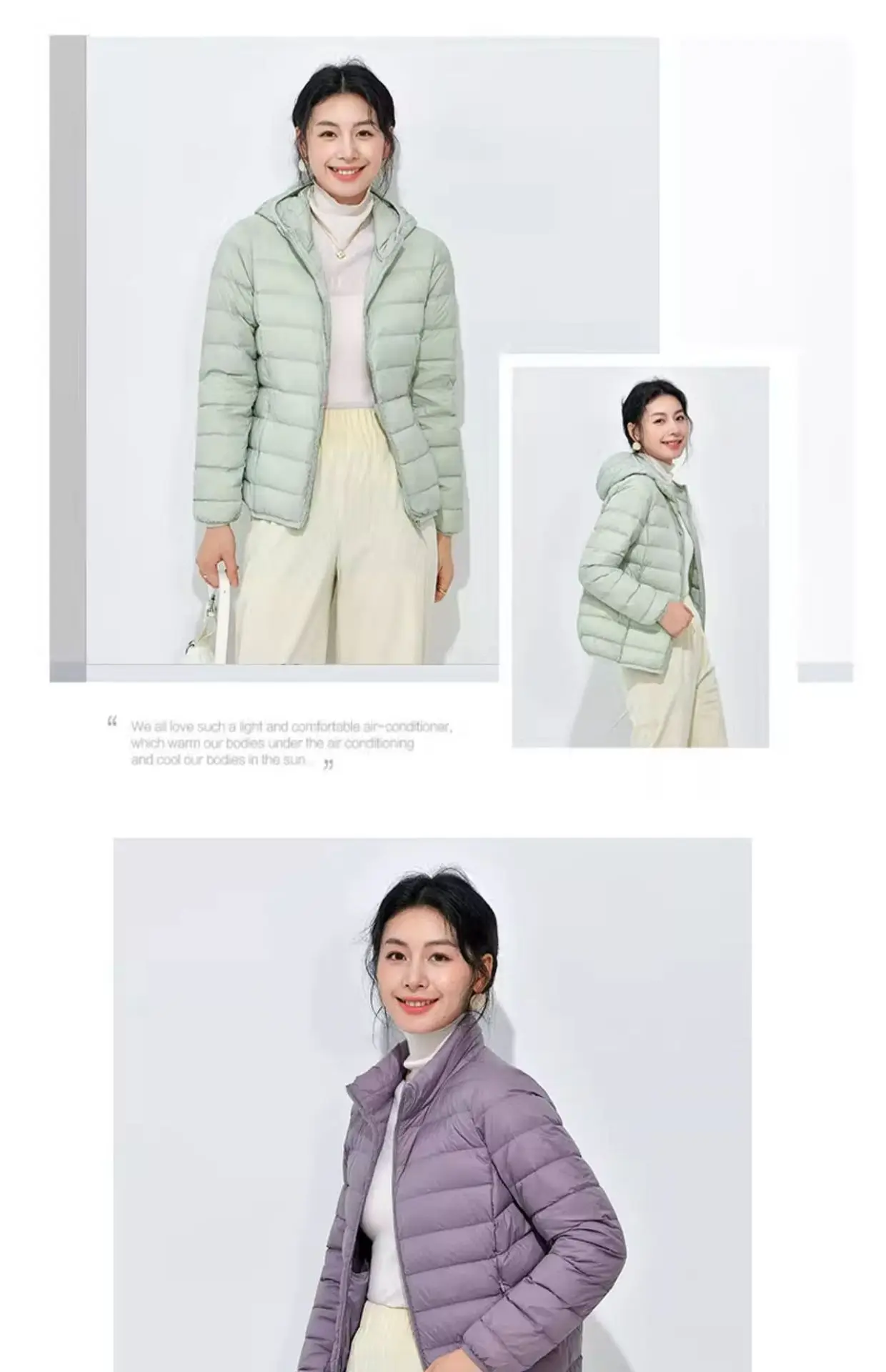 Women's Lightweight Casual Hooded Down Jacket Autumn Winter Minimalist Short Down Coats Female Solid Color Zipper Warm Outerwear