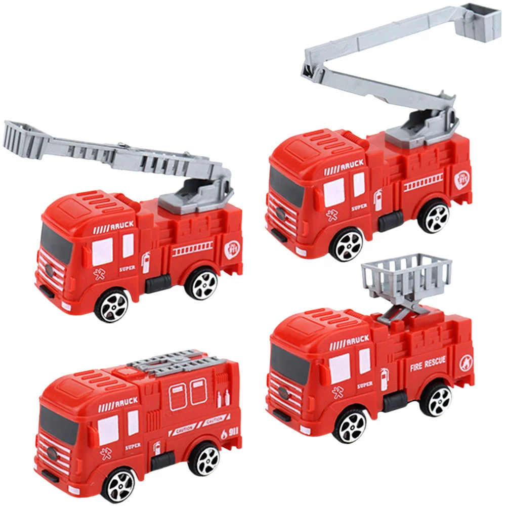 

4 Pcs Toy Car Cake Decoration Safe Decorations Firetruck Adornments Boy Topper Alternative Dessert Plastic