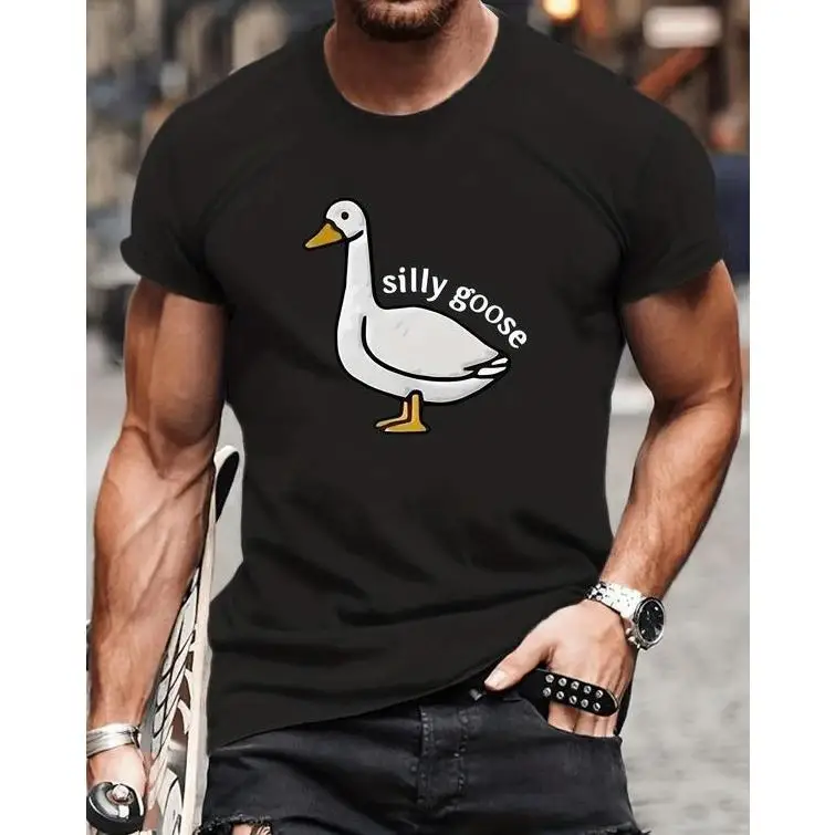 

Silly Goose Graphic T-Shirt Men Women Funny Animal Print Minimalist Humor Casual Streetwear Oversized Tee S-3XL