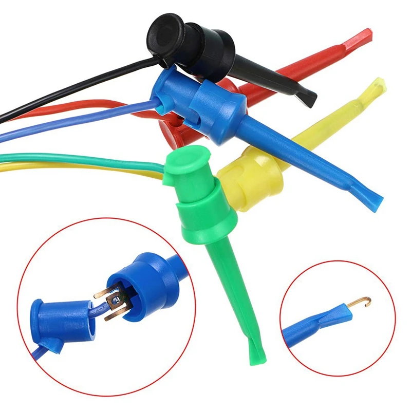 10Pcs Multimeter Electrical Test Dual Lead Test Hook Clips -5 Colors Silicone To Flexible