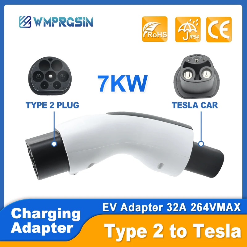 32A 7KW Car Tesla Modeling Accessories Type 2 To Tesla Adapter EVSE Vehicle Supplies EV Charger Adapter Car Products For Cars