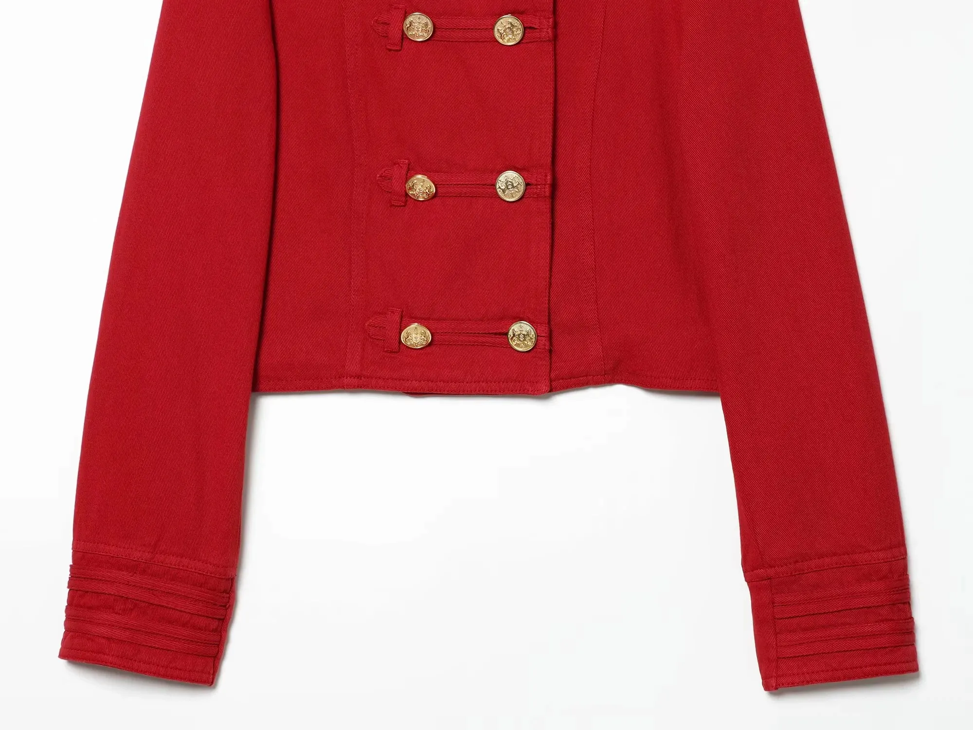 Damen Vintage Streetwear Einfarbige Jacke Elegante Rote Mode Doppelreihiger High-Street-Chic Damenmantel – Detail 4