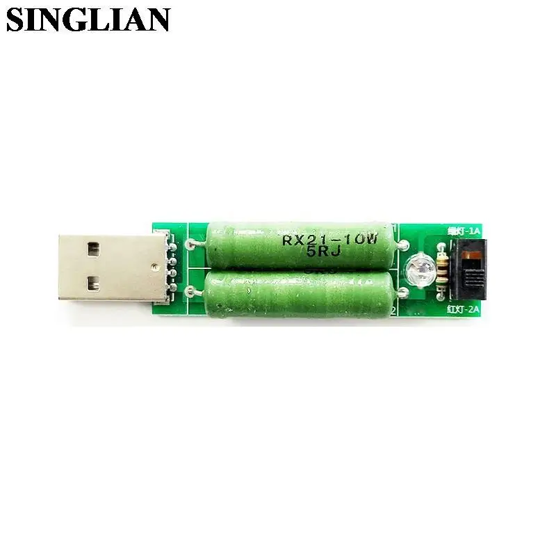 USB Charging 2A/1A Discharging Aging Resistance Current Detection Load Tester Module With Change-over Switch Indicator Light