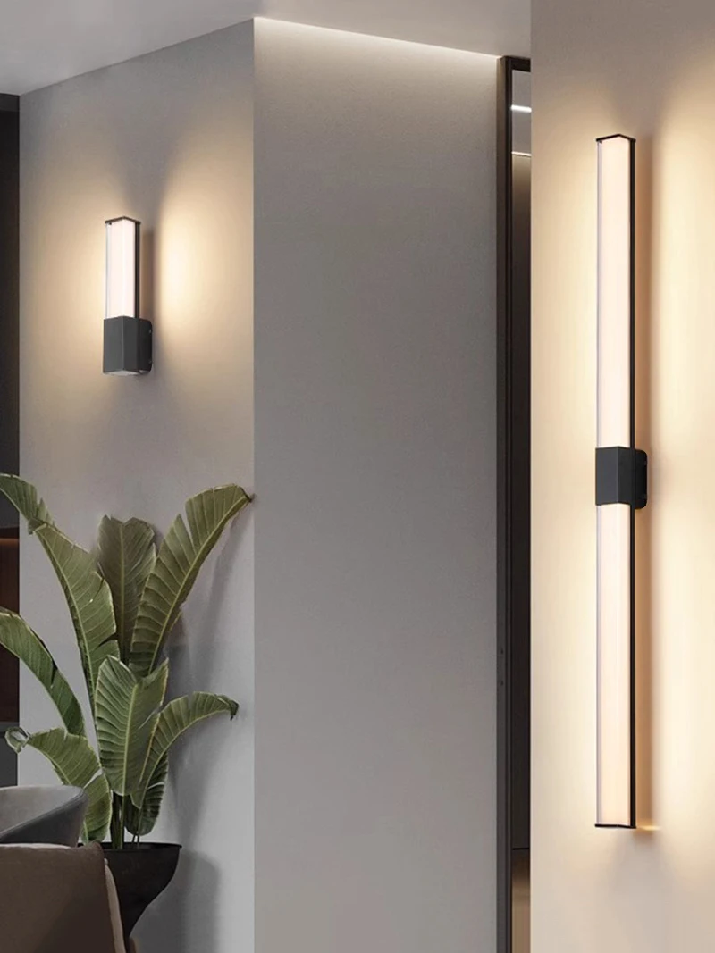 Tubo de luz led smd à prova d'água para áreas externas, 10w/12w/18w/24w, luminária de parede linear acrílica, jardim, quintal, iluminação para cima/para baixo