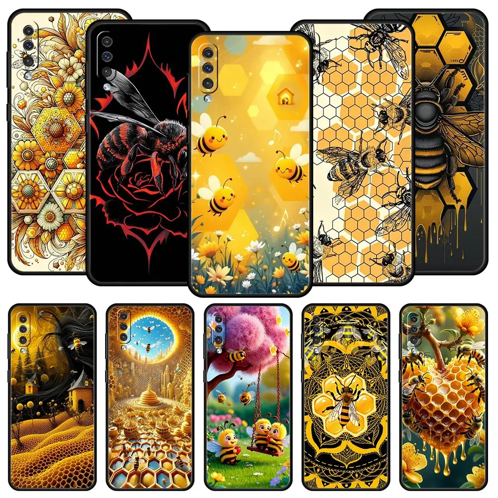 Honeybee Flower Pattern Phone Case for Samsung Galaxy A56 A36 A26 A16 A34 A24 A42 A22 A20 A12 A40 A30 A10 Soft TPU Cover Shell