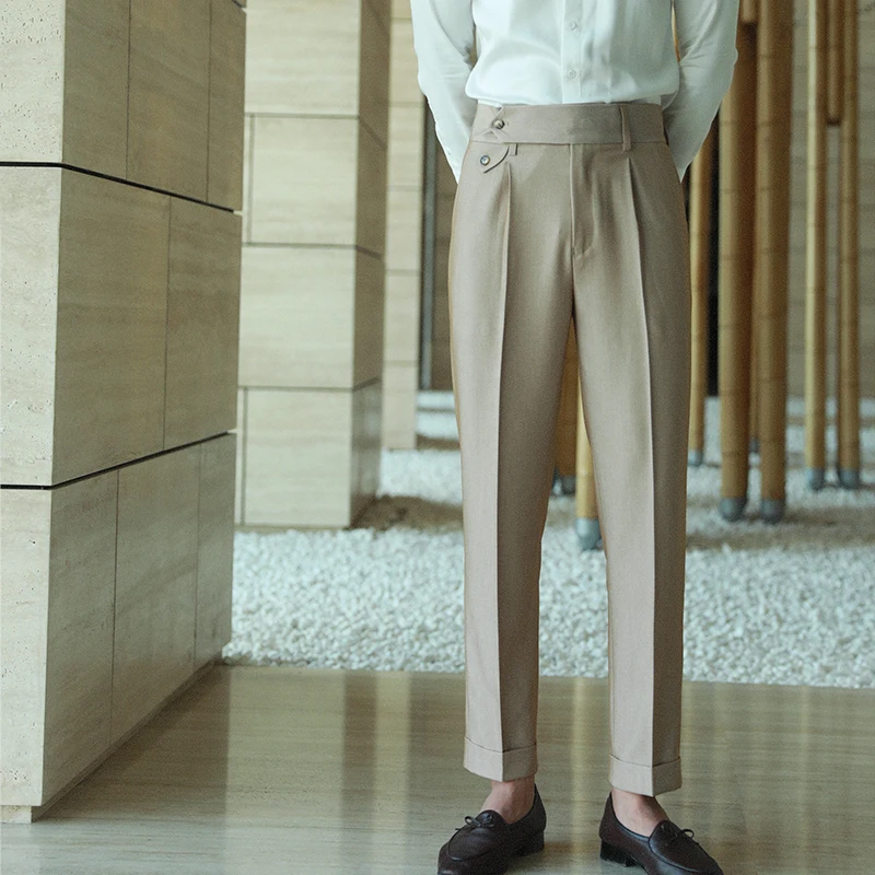 

2023 Suit Pants Men Fashion Society Mens Dress Pants Korean Loose Straight Casual Pants Mens Office Formal TrousersZ301