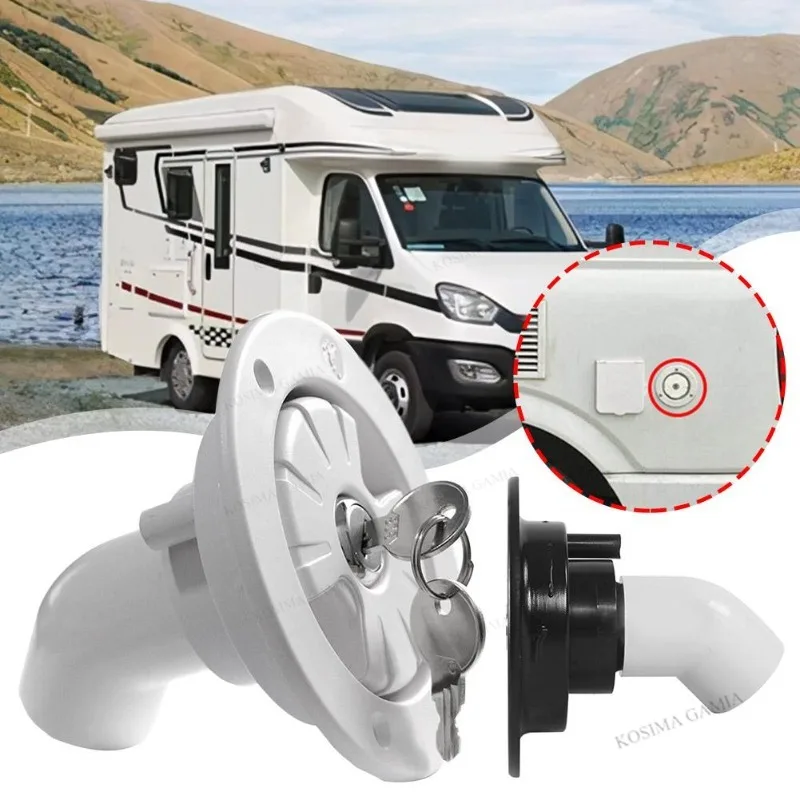 

RV Water Tank Fill Cap RV Accessories Caravan Round Gravity Water Inlet with Lock for RV Boat Camper Trailer Exterior Hatch