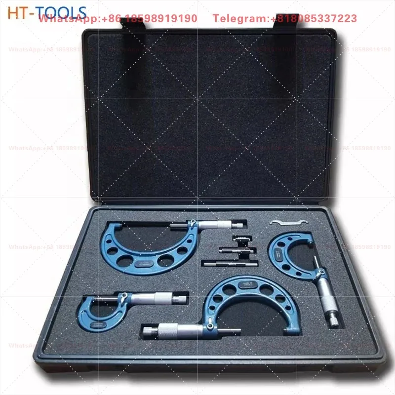 Machine Tool Replacement 4Pcs Outside Micrometer Set 0-100mm 0-4 Inch Precision External Size Measuring Instrument