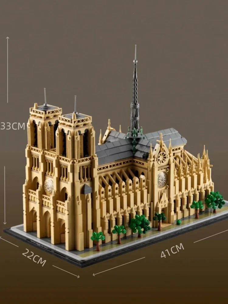 4383pcs City Architecture Series Building Blocks Notre Dame Cathedral Large Assembly Building Block Model Toy Birthday Gift