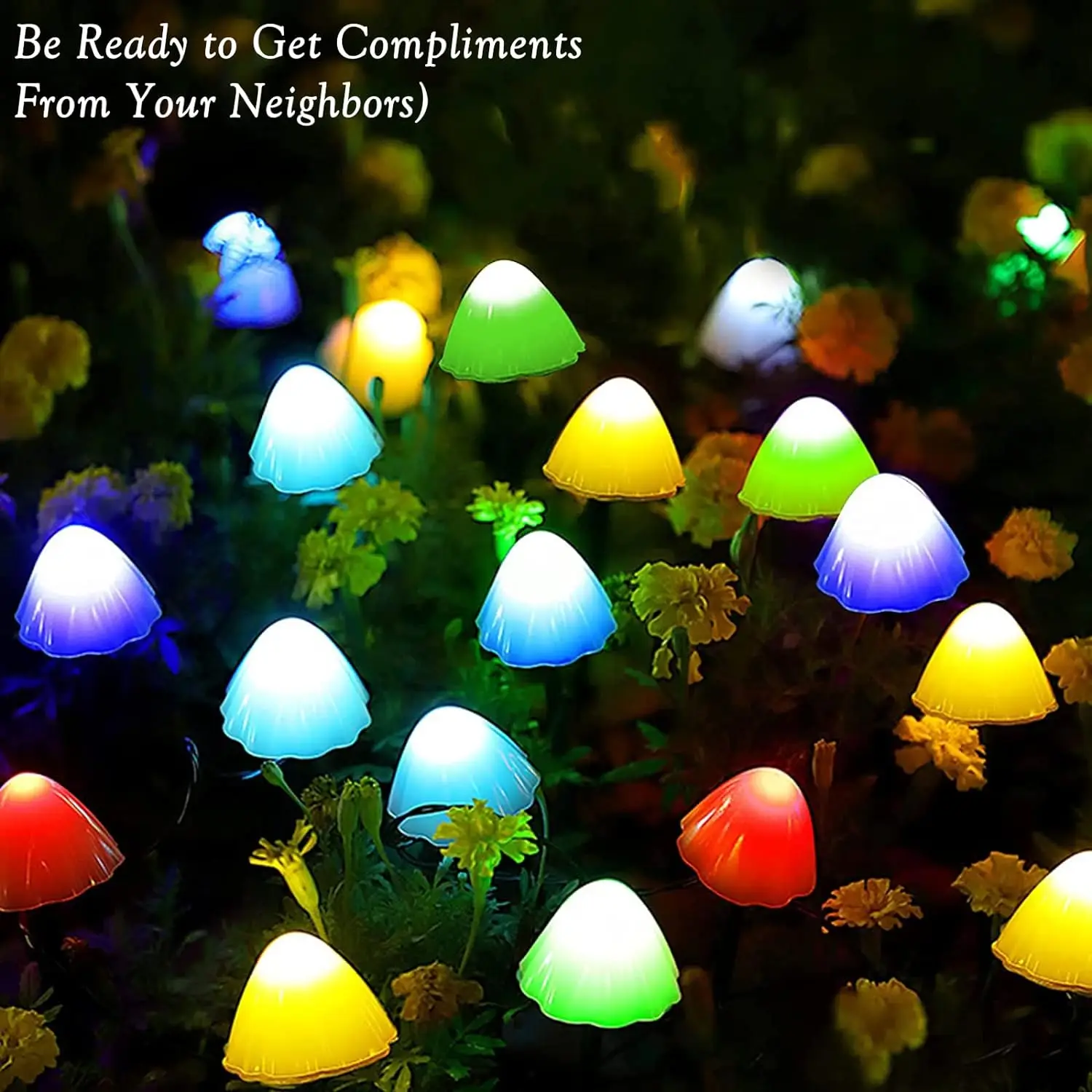 Mushroom Solar Lights -Set of 20pcs 5M Fairy Color Changing Solar String Lights,Outdoor Decoration for Garden,Backyard