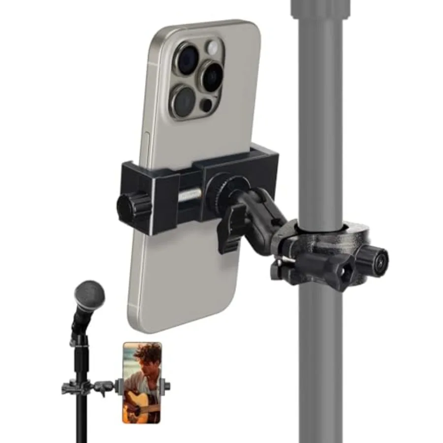 

Mic Stand Phone Holder Phone Holder Mount for Microphone Stand Music Stand Guitar Drums Phone Clamp for iPhone 15 14 13 12 11 P