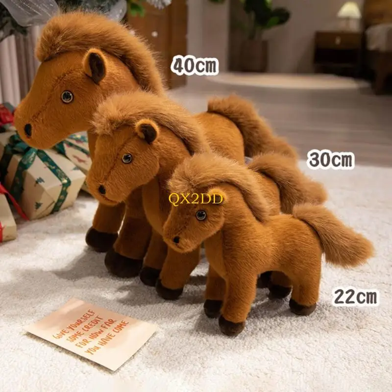QX2D Horse Year Plush Animal Horse Auspicious Symbol Soft Stuffed Animals Toy For Home Office Decoration And Good Luck Gift
