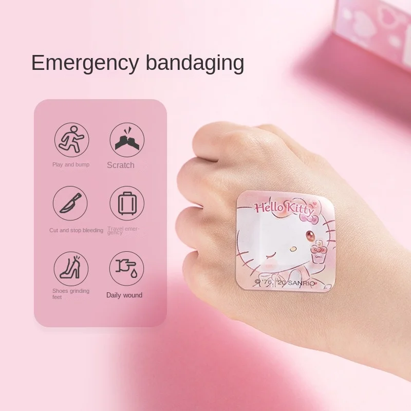 40 Pcs/box Sanrio Hello Kitty Band-aid Ok Bandages Hemostatic Patch Girl Anti-friction Foot Stickers Anime Kids First Aid Patch