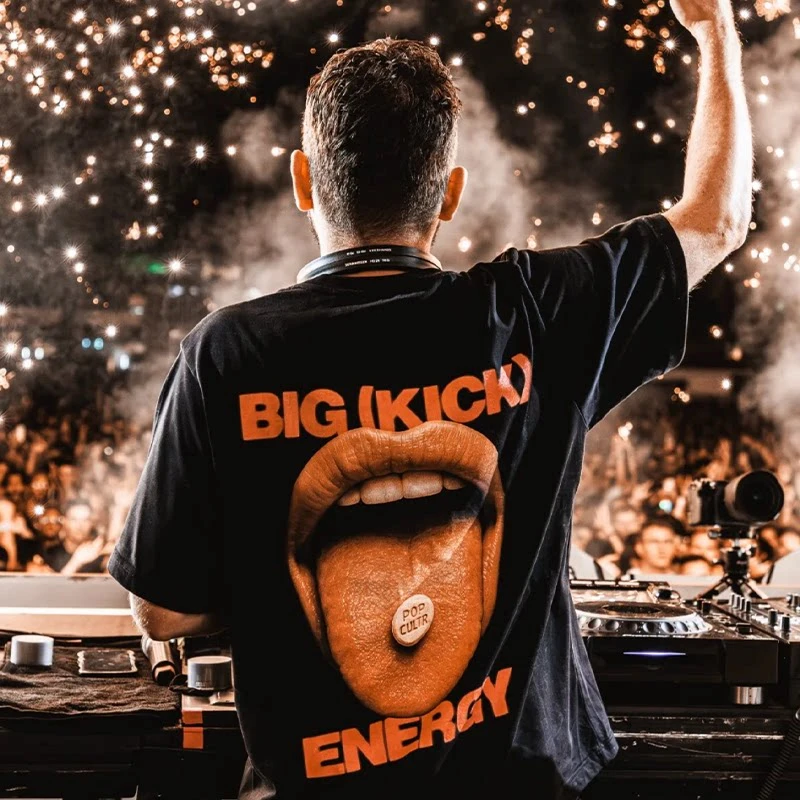 Big Kick Energy Rave Electronic Music Trend Brand Graphic Tee Cotton Mens Womens T-Shirt Summer Streetwear