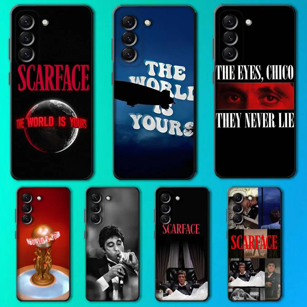 

S-Scarfaces World Is Yours Phone Case For Samsung Galaxy A73,72,51,53,52,71,22,5G,Note,J7,8,9 Soft Black Cover