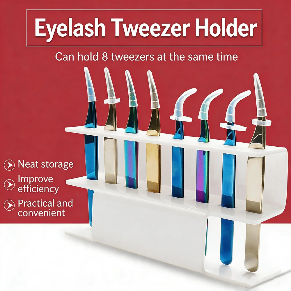 Eyelash Extension Tweezers Holder Acrylic Display Stand 8-Slot Large Capacity Organizer