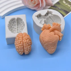 Halloween Spoof Brain Heart Silicone Mold DIY Flip Candy Chocolate Cake Decorating Tools Human Organs Modeling Candle Ornaments