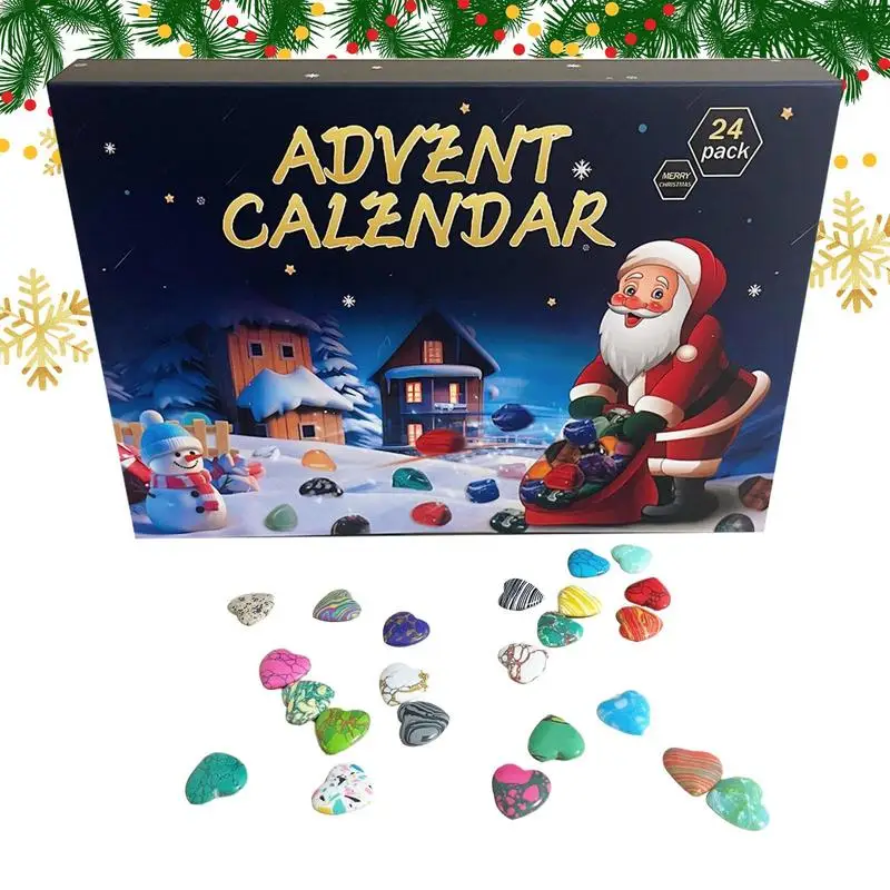 Crystals Christmas Advent Calendars 24 Days Countdown Calendar Natural Stone Kit Bright Color Collection Toys For Gem Collectors