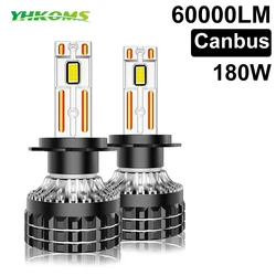 YHKOMS H7 H4 H11 LED Headlights 5570 CSP H1 HB3 HB4 9005 9006Fog Lights 6000K 60000LM 180W LED 12V Car Lights Motor LED Light