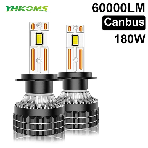 YHKOMS-faros LED H7 H4 H11, 5570 CSP H1 HB3 HB4 9005 9006luces antiniebla 6000K 60000LM 180W LED 12V luces de coche, luz LED de Motor