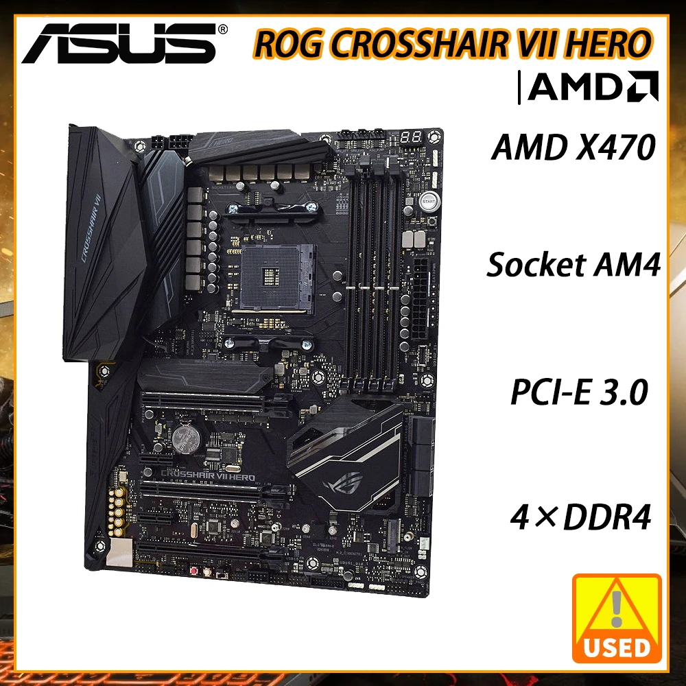 

ASUS ROG Motherboard ROG CROSSHAIR VII HERO With X470 Chipset AM4 Socket for AMD Ryzen 3000 5000 Series Processors Supports DDR4