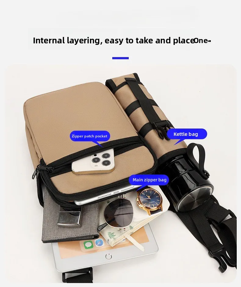 New Casual Men's Single-shoulder Bag, Outdoor Sports Travel Crossbody Bag, Large-capacity Multi-layer Waterproof Crossbody Bag