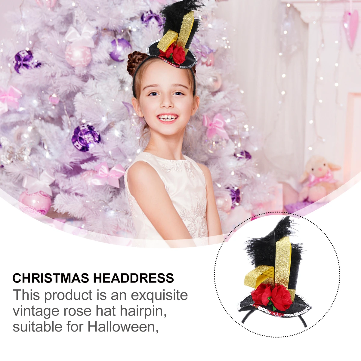 

s Christmas Headdress Halloween Party Retro Fabric Hat Mini Rose Toppers Headb Child Costume Props High Quality Comfortable