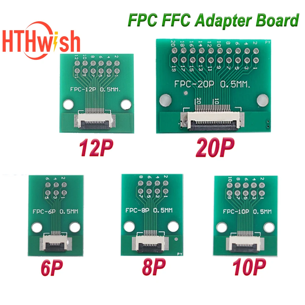 Adapter SMT do płytki PCB 2.54mm 6P 8P 10P 12P 20P FPC FFC, lutowany, z 0.5 pozycjami, raster 2.54mm, 6Pin 8Pin 10Pin 12Pin 20Pin